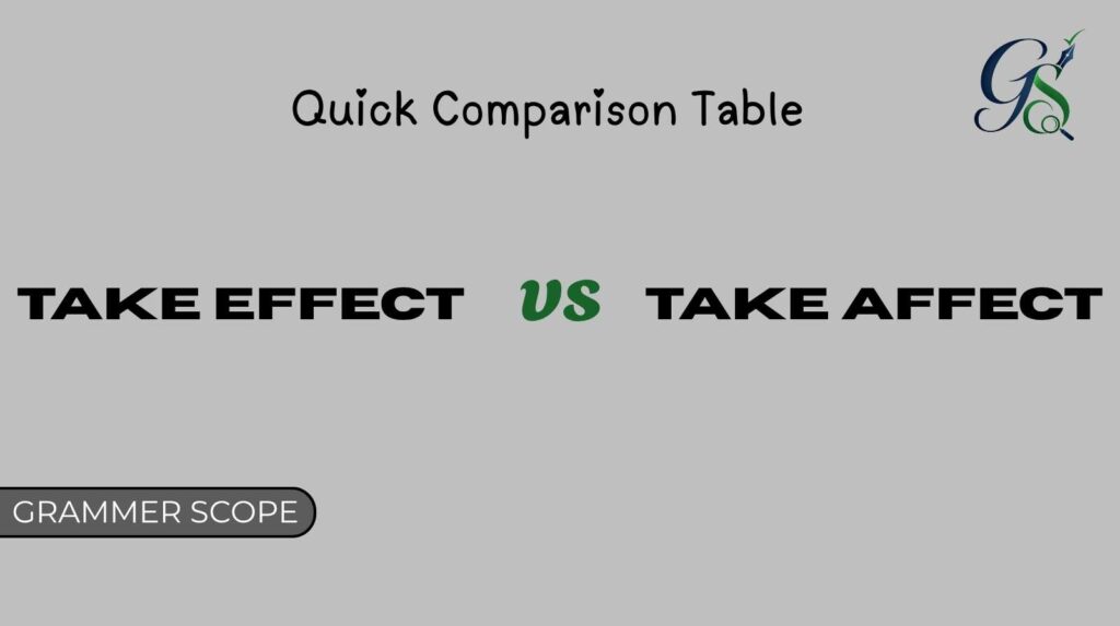 Take Effect vs Take Affect