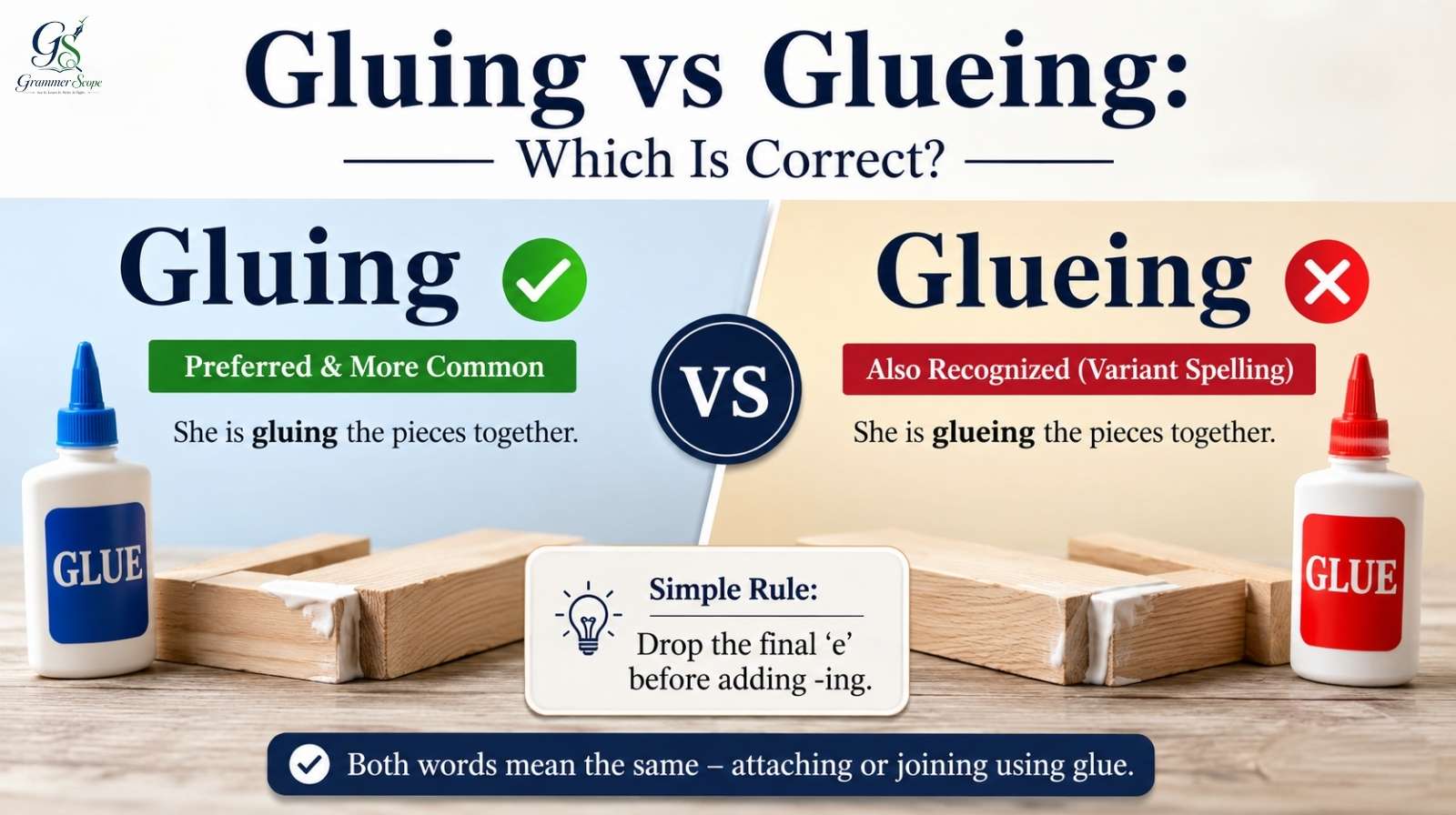 Gluing vs Glueing